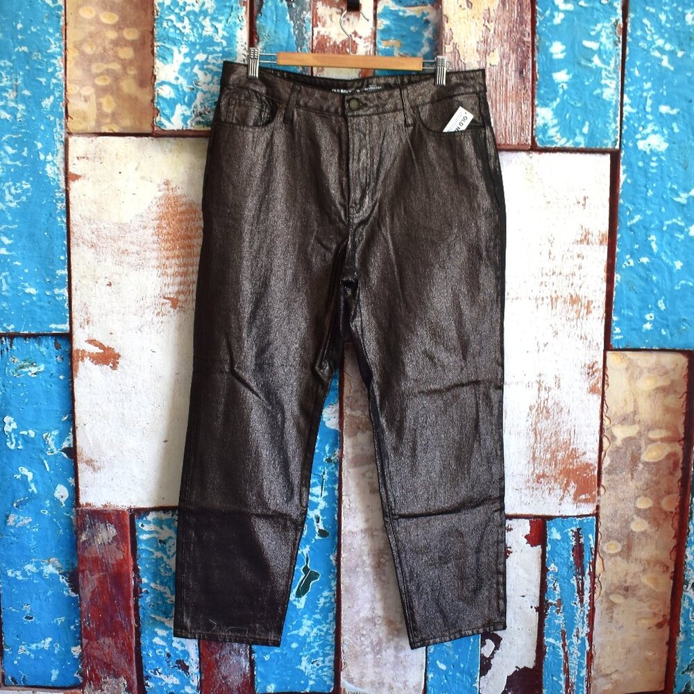 Women's Old Navy High-Waisted Shine OG Loose Jeans SIZE 12 Black Shine NEW